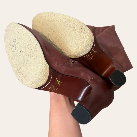 Burgundy leather knee high heeled boots Sam Edelman Seraphina size 11 - Picture 4 of 10